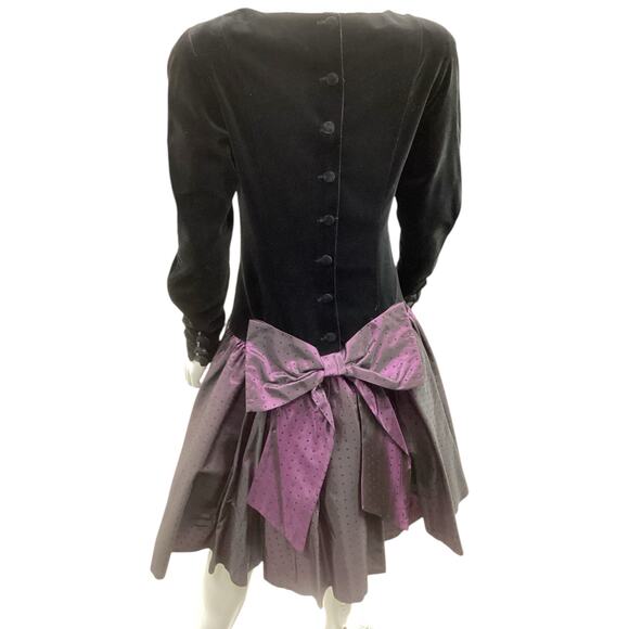 Vintage Laura Ashley Dress Women’s SZ 10 Velvet And Taffeta Big Bow On The Back - Picture 3 of 5